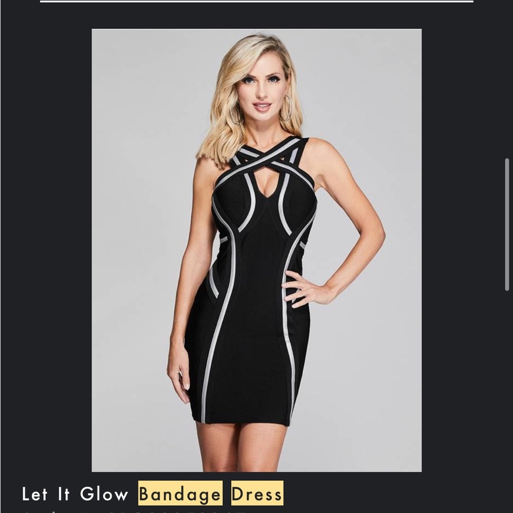 Marciano Black and White Let It Glow Bandage Dress - Small - Like New